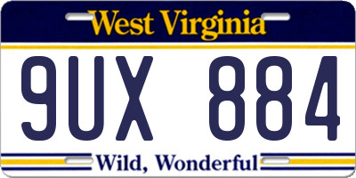 WV license plate 9UX884