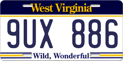 WV license plate 9UX886