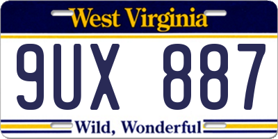 WV license plate 9UX887