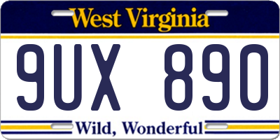 WV license plate 9UX890