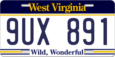 WV license plate 9UX891