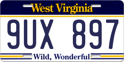 WV license plate 9UX897