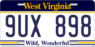 WV license plate 9UX898