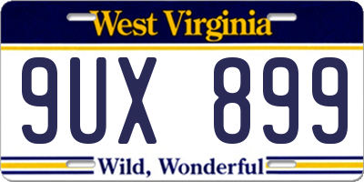 WV license plate 9UX899