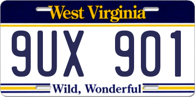WV license plate 9UX901
