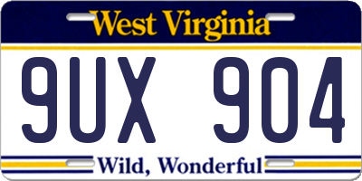 WV license plate 9UX904