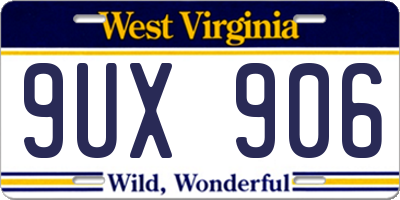 WV license plate 9UX906