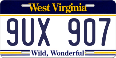 WV license plate 9UX907