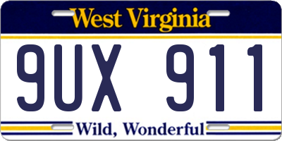 WV license plate 9UX911