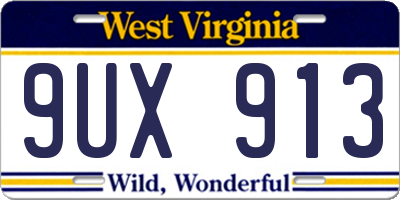 WV license plate 9UX913