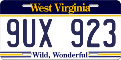 WV license plate 9UX923