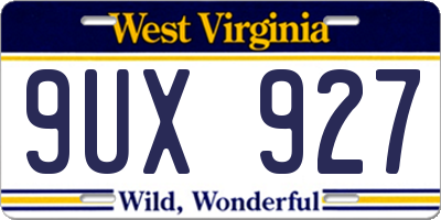 WV license plate 9UX927