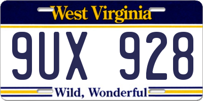 WV license plate 9UX928