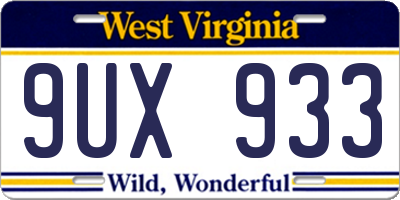 WV license plate 9UX933