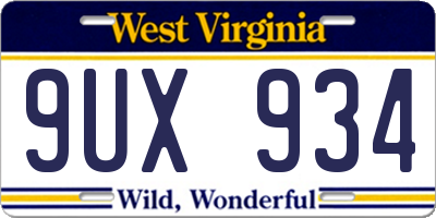 WV license plate 9UX934