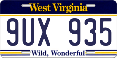 WV license plate 9UX935