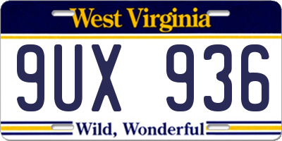 WV license plate 9UX936