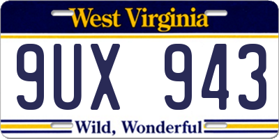 WV license plate 9UX943