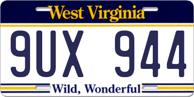 WV license plate 9UX944