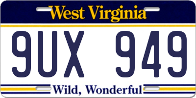 WV license plate 9UX949