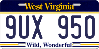 WV license plate 9UX950