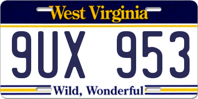 WV license plate 9UX953