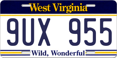 WV license plate 9UX955