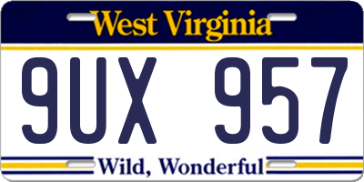 WV license plate 9UX957
