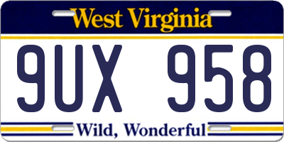 WV license plate 9UX958