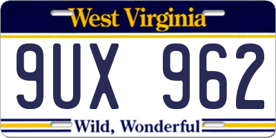 WV license plate 9UX962