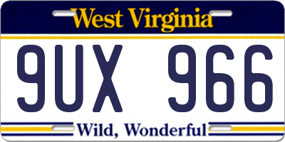 WV license plate 9UX966