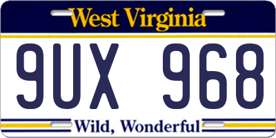 WV license plate 9UX968