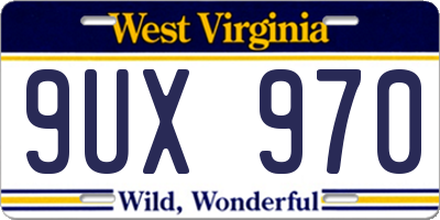 WV license plate 9UX970