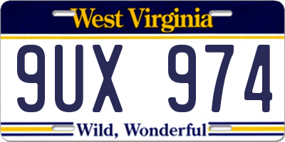 WV license plate 9UX974