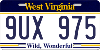 WV license plate 9UX975