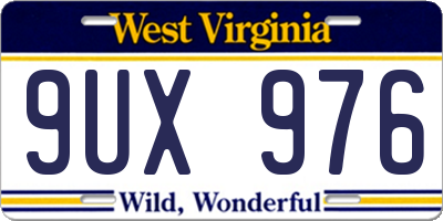 WV license plate 9UX976