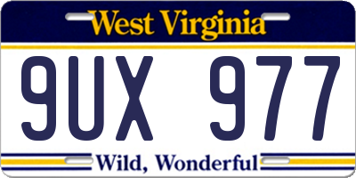 WV license plate 9UX977