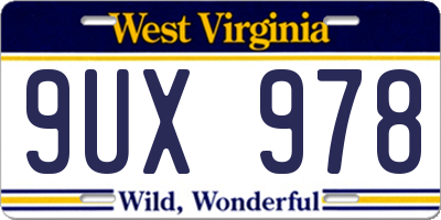 WV license plate 9UX978