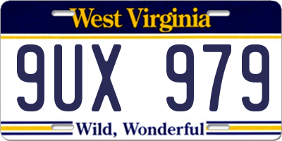 WV license plate 9UX979