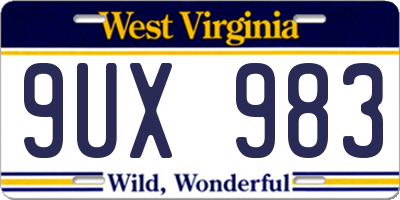 WV license plate 9UX983