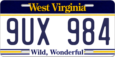 WV license plate 9UX984