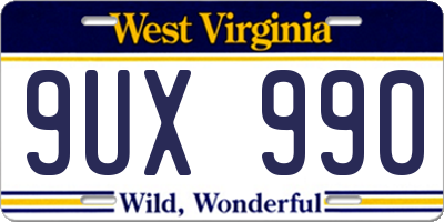 WV license plate 9UX990