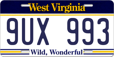 WV license plate 9UX993