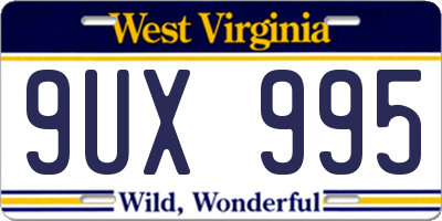 WV license plate 9UX995