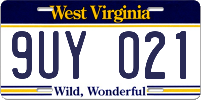 WV license plate 9UY021