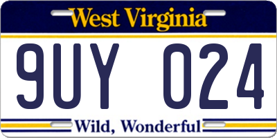 WV license plate 9UY024