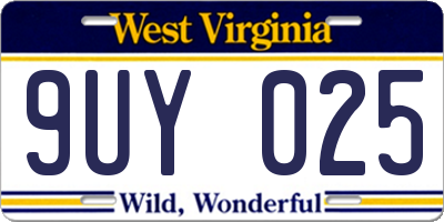 WV license plate 9UY025