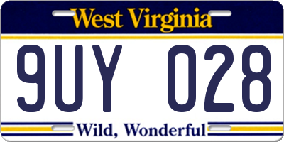 WV license plate 9UY028