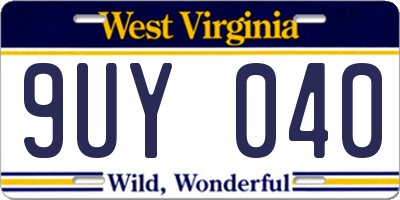 WV license plate 9UY040