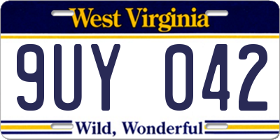 WV license plate 9UY042